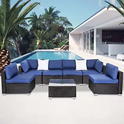 Kinsunny 7pcs fashion rattan wicker sofa Furniture set will perfect for outdoor garden, backyard, patio and any other...