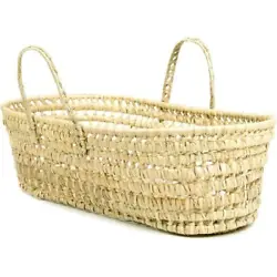 Woven Moses basket is made from pure Moroccan palm leaf. Multi-functional, decorative storage basket.