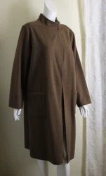 Really great lines on this great piece. Essentially a modernist swing coat. This is a fabulous coat from Eileen Fisher....