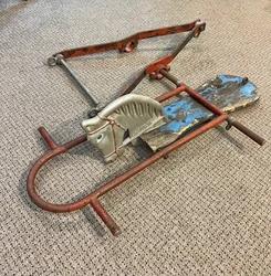 Original wooden seat, suspension hanging bar, and glider bar! Just missing the original suspension chains. 32