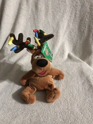 Vintage Christmas Scooby Doo Beanbag Plush with Antlers Lights Warner Brothers studio Store NEW TAGS.