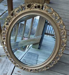 Gorgeous Antique Wall Mirror Gold All Wood Wooden 26