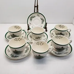 Spode Christmas Tree Teacups And Saucers Set Of 6. This set is in excellent pre-owned condition. There are no chips,...