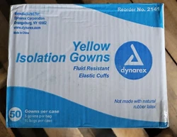 Dynarex 2141 Disposable Isolation Gown, Yellow - 45 Count (5/bag x 9).