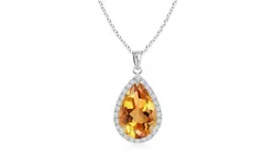 Color - Citrine Topaz Gemstone. pendant and Chain stamped 925. Necklace Type: Pendants. Made With Solid Sterling Silver.
