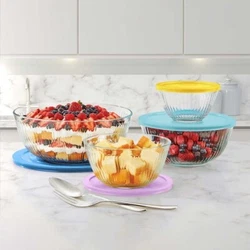 This versatile, glass bowl set is perfect for mixing, serving, and storing food! A smooth interior makes these bowls...