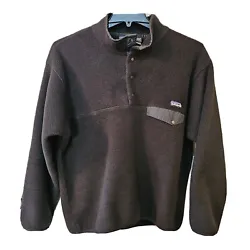PATAGONIA SYNCHILLA FLEECE SNAP-T 25450 FLEECE Outdoors Black sz L Pullover. Tops snap button is broken. This was worn...