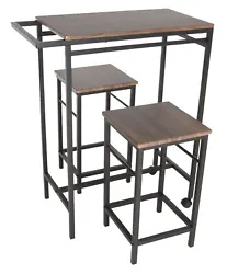 Zenvidas 3 Piece Pub Table Set includes 1 table and 2 stools, with two wheels for portability. Perfect for small space...