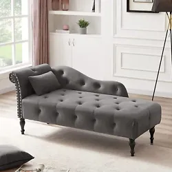FamilyyTufted Upholstered Velvet Chaise Lounge Chair s Lounger Sleeper Single Sofa Bed. [Comfortable Material] The...