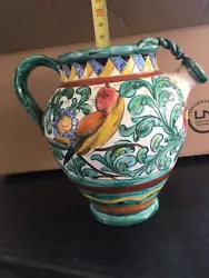 ceramique ITALIE ITALIENNE chevrette ancienne vase pot broc signée faience ?17cm.