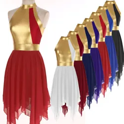 Perfect for prom, party, waltz, lyrical dance, dance performance or competition, etc. Sleeveless dance dress, color...