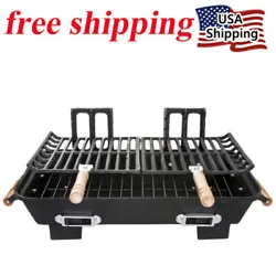 This BBQ Cast iron hibachi charcoal grill features two multi-positional cooking grids. Charcoal Grates are steel wire...