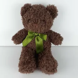Fluffuns Pluffins (Cody Bear LLC) brown teddy bear plush with olive green bow. Gently loved condition.