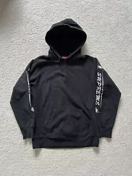 Supreme Black Rose Sleeve Hoodie Hooded Sweatshirt FW16 Size M. collar was ripped in front, has been sewn back