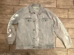 Off White Temperature Denim Jacket. Some peelings and small stains