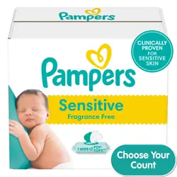 Pampers Sensitive wipes are clinically proven for sensitive skin. Gently cares for your babys delicate skin. Choose...