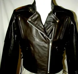 This is a Black motorcycle leather jacket.this jacket also available in a buckskin brown, and retro brown variations....