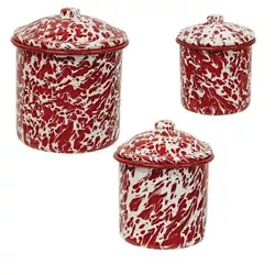 Small Red Splatter Canister Set. Red and White Splatter Design. Adorable 3 pc Canister Set. Small: 3