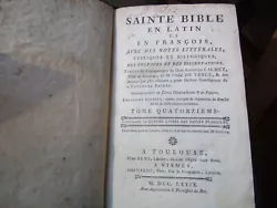 Année 1779. Sainte Bible, ( François/Latin). Un envoi en colissimo peut être fait sur demande, et sera obligatoire...