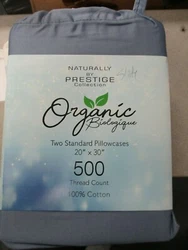 500-Thread-Count Organic 100 % Cotton STANDARD PILL0W CASES 500 THREAD COUNT SLATE BLUE Color – for Bedding - 100%...