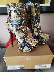 Christian Louboutin Daf Booty 160 Python Butterfly. Multicolor Butterfly Python. Limited Edition. Size 37.5.