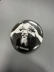Ai Weiwei pinback pin button. BLACK version.