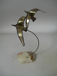 Wear consistent with age and use. Light imperfections are present in the marble. It is signed by the artist, Jason for...