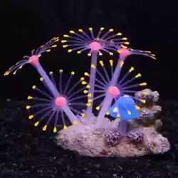 NEW Silicone Glowing Artificial Fish Tank Aquarium Coral Plants Ornament ORANGE COLOR