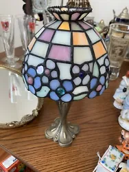 Vintage Tiffany Style lamp Candle holder Votif Stained glass Good Condition Art.