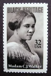 Scott # 3181. Madam C. J. Walker Issue. Issue Date ~ 1/28/1998. Major faults, such as perforation tears, large creases,...