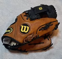 Overall, it is in good used shape with minor wear. Size 11 inch. Is for a right-handed thrower, so glove goes on left...