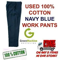 Used Work Pants Cintas Redkap Unifirst G&K Navy Blue Dungarees Cargo. Used Hi-Visibility Reflective Hi-Vis Work Pants...