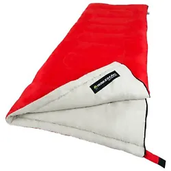 Red Sleeping Bag 2-Season 75 Inches Long 32 Inches Wide for Camping Hiking.