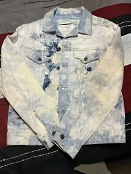 off white jean jacket. Condition is Pre-owned and authentic. Shipped with USPS Priority Mail.