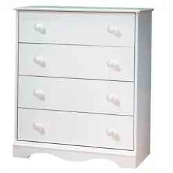 Child-friendly safety catches on drawer glides. This classically elegant 4-drawer chest boasts fresh clean lines,...