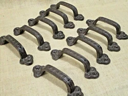 10 RUSTIC CAST IRON HANDLES! SALE INCLUDES 10! TWO HOLES FOR MOUNTING!