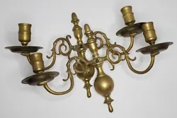 Up for sale is this set of antique brass candlestick sconces. Sconce arms are a bit loose. See photos for more...