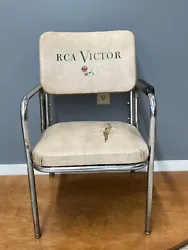 VINTAGE 50s DEALER CHAIRS RCA VICTOR CHROMECRAFT Nipper Antique.  Decent shape for the age of the chair except for...