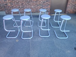 1980s Tubular Gray Steel Bar Stools K700 Kinetics. Condition is Used. Local pickup only. PRICE IS FOR  EIGHT THANKS J