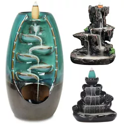 1: The backflow incense burner is made of ceramic material, handmade and noble. The incense burner can either use long...
