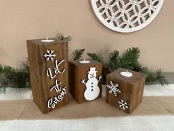 Wood block Candle Holders, Wooden Christmas Blocks, Rustic Christmas Block Candle Holders, Rustic Blocks. These rustic...