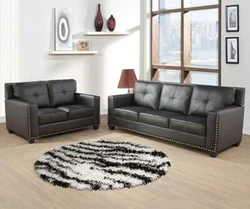 2PC Sofa Set. Contemporary, Modern. Faux Leather Gel. Fill Material. Seat Depth. Nailhead Trim. Item Height.