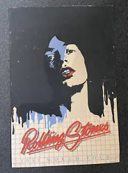 This is a rare and original 1981 Rolling Stones World Tour concert poster featuring Mick Jagger and artwork by Andy...