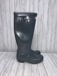 Youth Size 4M 5F Hunter Boots Tall Gray. 4 male 5 female kids boots gloss