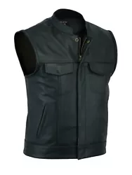 Club style vest with conceal and carry pockets. Snap buttons on front for closure along with zipper. Outer shell is...