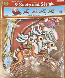 Vintage Christmas 1978 Beistle 5 Ft. Santa & Sleigh 2 Sided Die Cutouts SEALED BagSmoke freeMay have a curl. Or a...