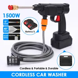 Cordless Electric High Pressure Water Spray Car Washer Portable Cleaning Gun with 1/2 Battery            Water can be...