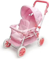 Badger Basket’s Folding Double Doll Front-to-Back Stroller is the perfect stroller for kids with twin or sibling...