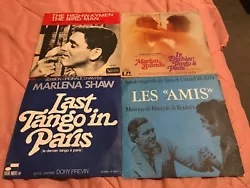 (Lot de 4 SINGLES SP musiques de films 1) LES AMIS musique F de Roubaix (STUDIO 10) poch et disque Ex 2) LE DERNIER...