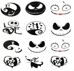 12 Nightmare Before Christmas Vinyl Decal Stickers. JACK AND SALLY. DIY Ornament. Comes with one sheet of 12 decal...